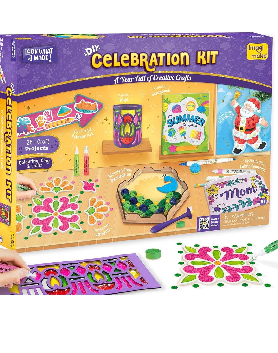 Imagimake Celebration Kit | 25+ Exciting Craft Projects for Kids | 500+ Craft Supplies | Art & Craft DIY Kit for Ages 5 to 12 | Great for Birthdays, School Projects & Travel, Multicolor