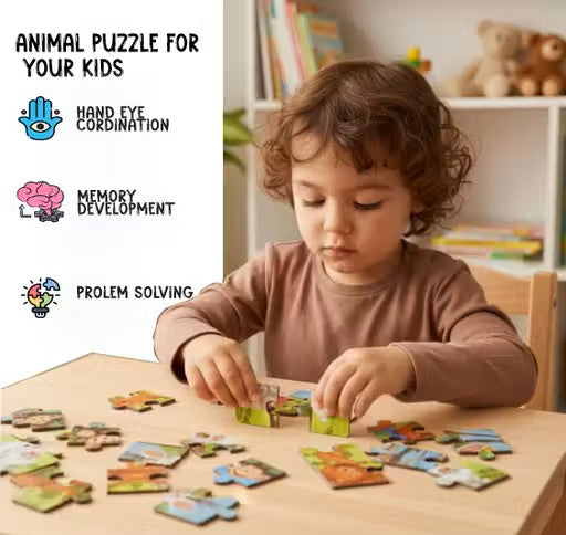 Wooden Premium Wild Animal Puzzles for Kids