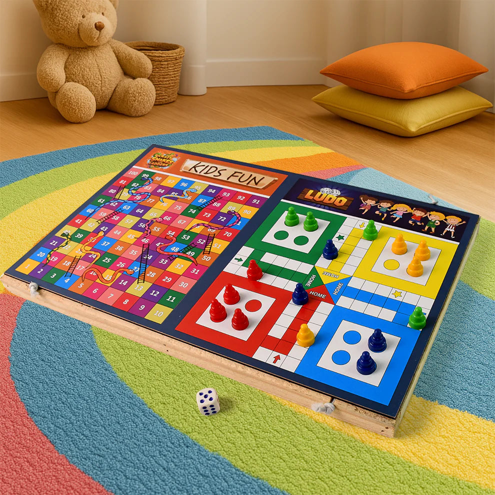 Wooden Ludo, Snakes & Ladders
